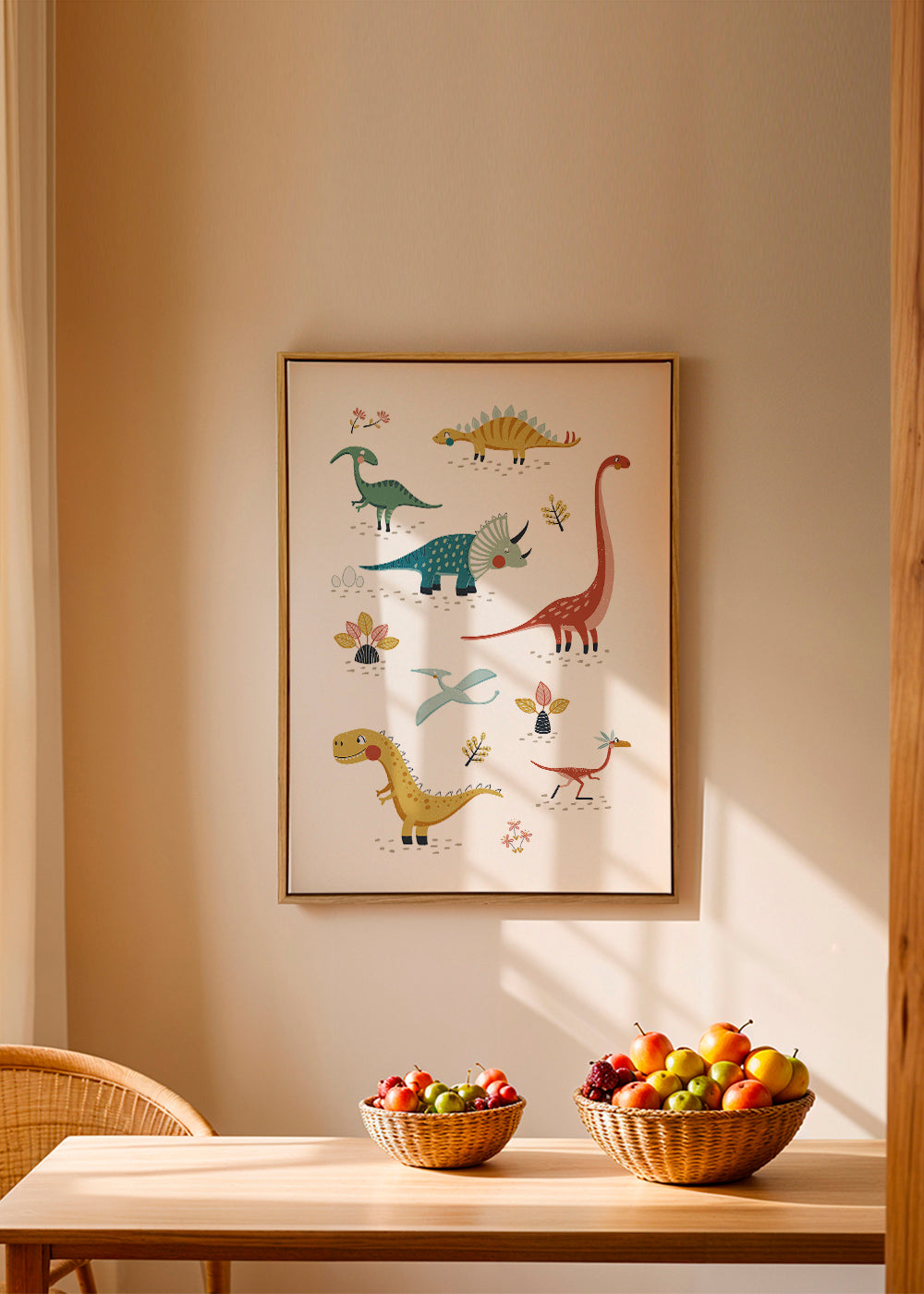 Dětský plakát s hravými dinosaury