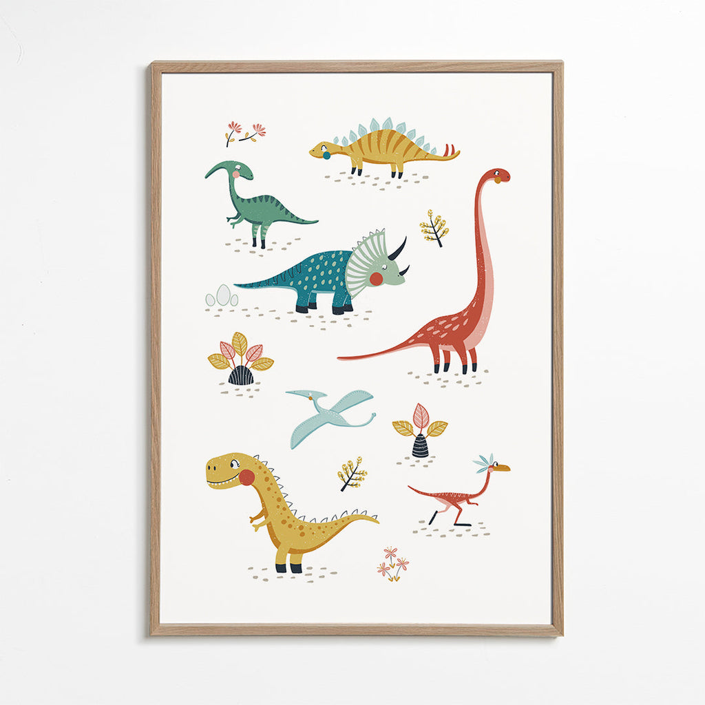 Dětský plakát s hravými dinosaury