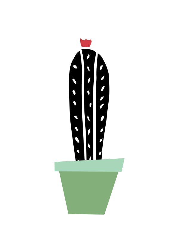 Botanický plakát: minimalistický kaktus v květináči