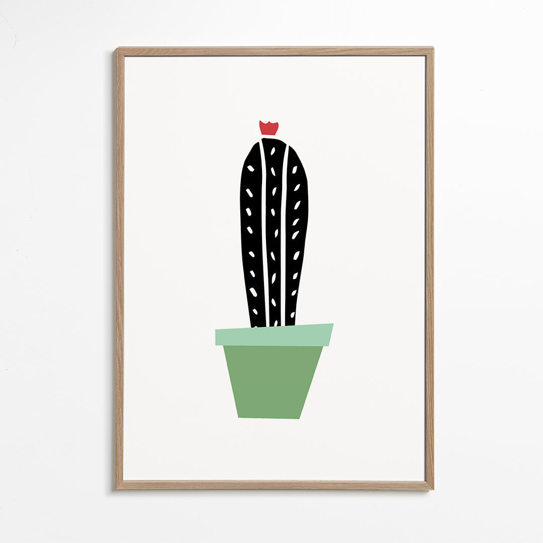 Botanický plakát: minimalistický kaktus v květináči