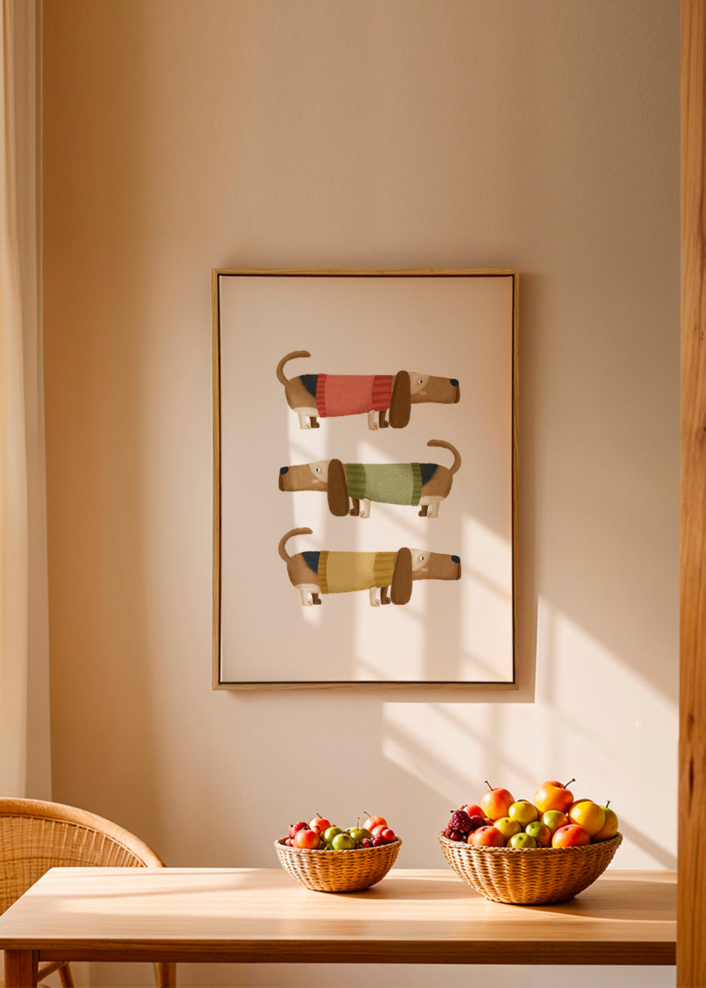 Ilustrace trojice jezevčíků