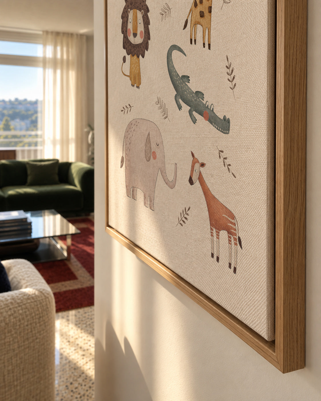 Safari animals - Framed canvas detail