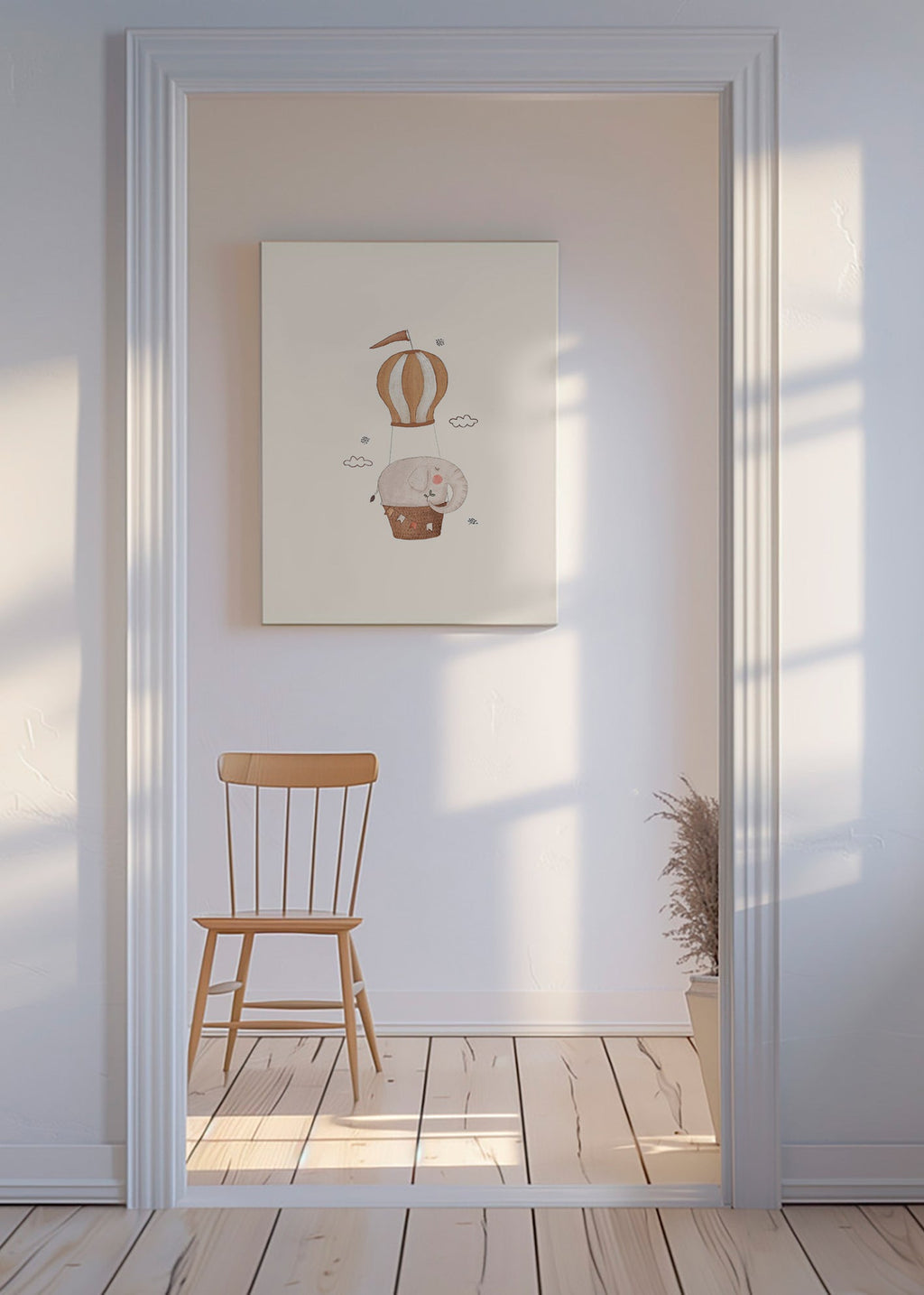 Dětská ilustrace slon v balónu