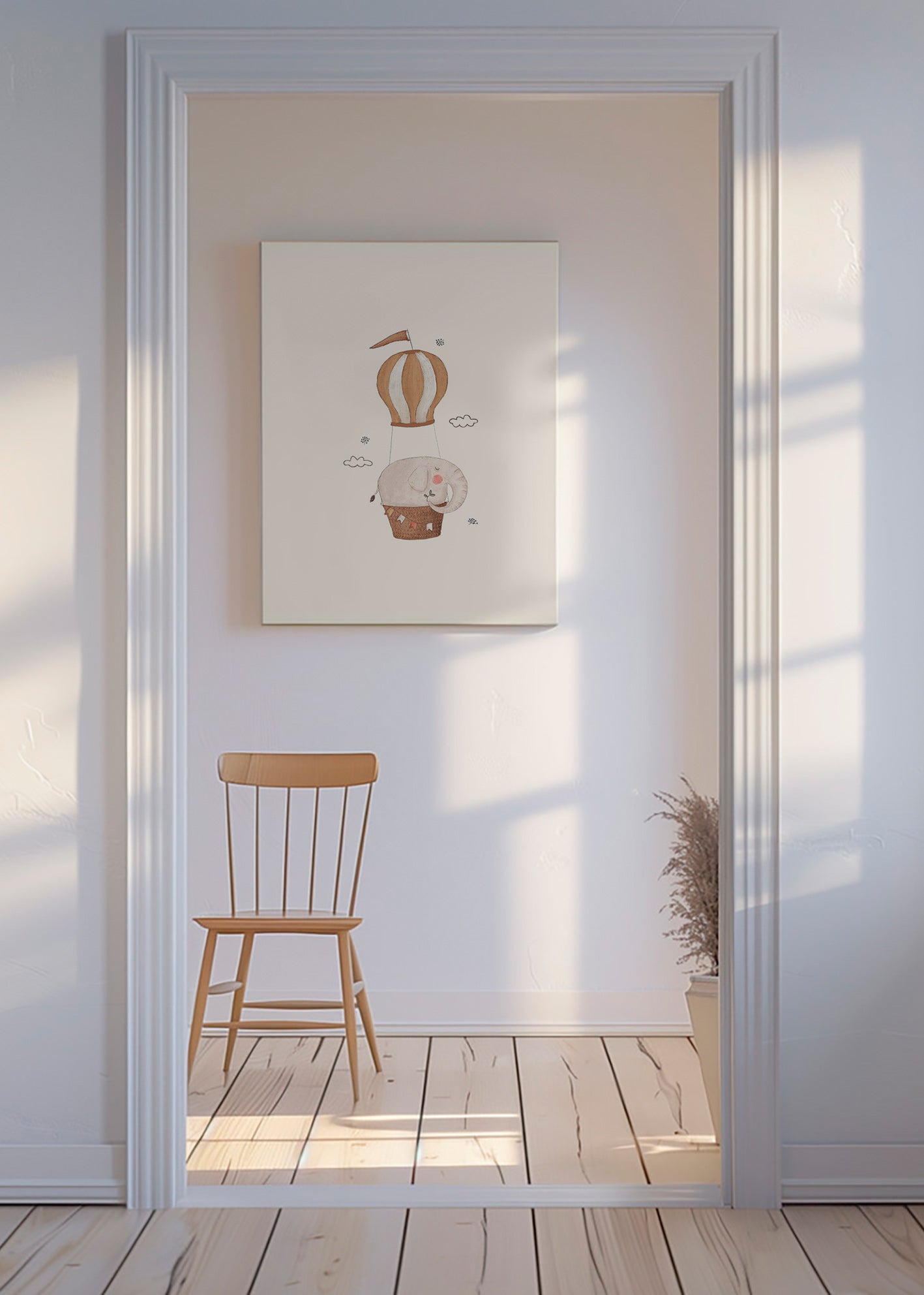 Dětská ilustrace slon v balónu