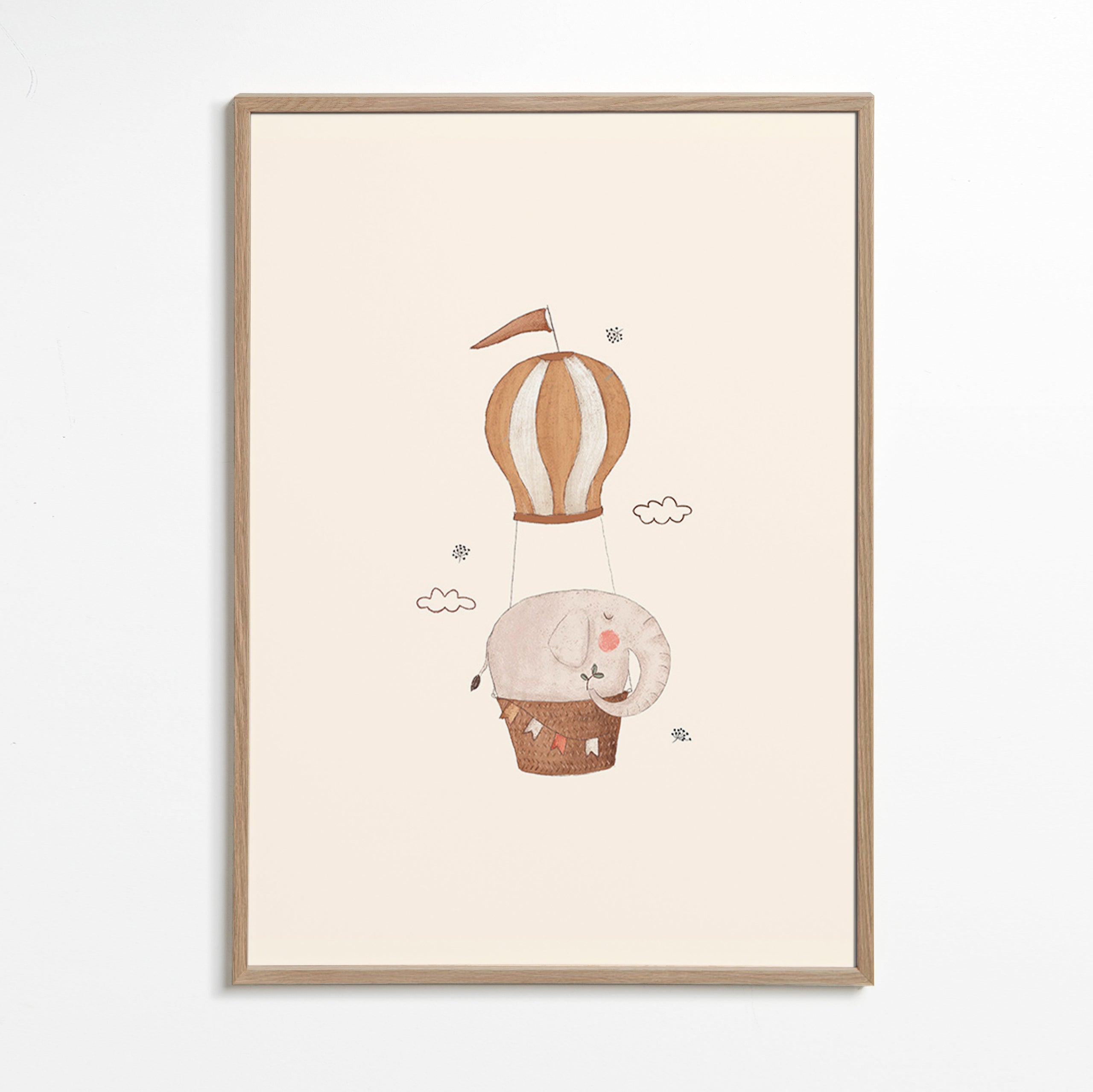 Dětská ilustrace slon v balónu