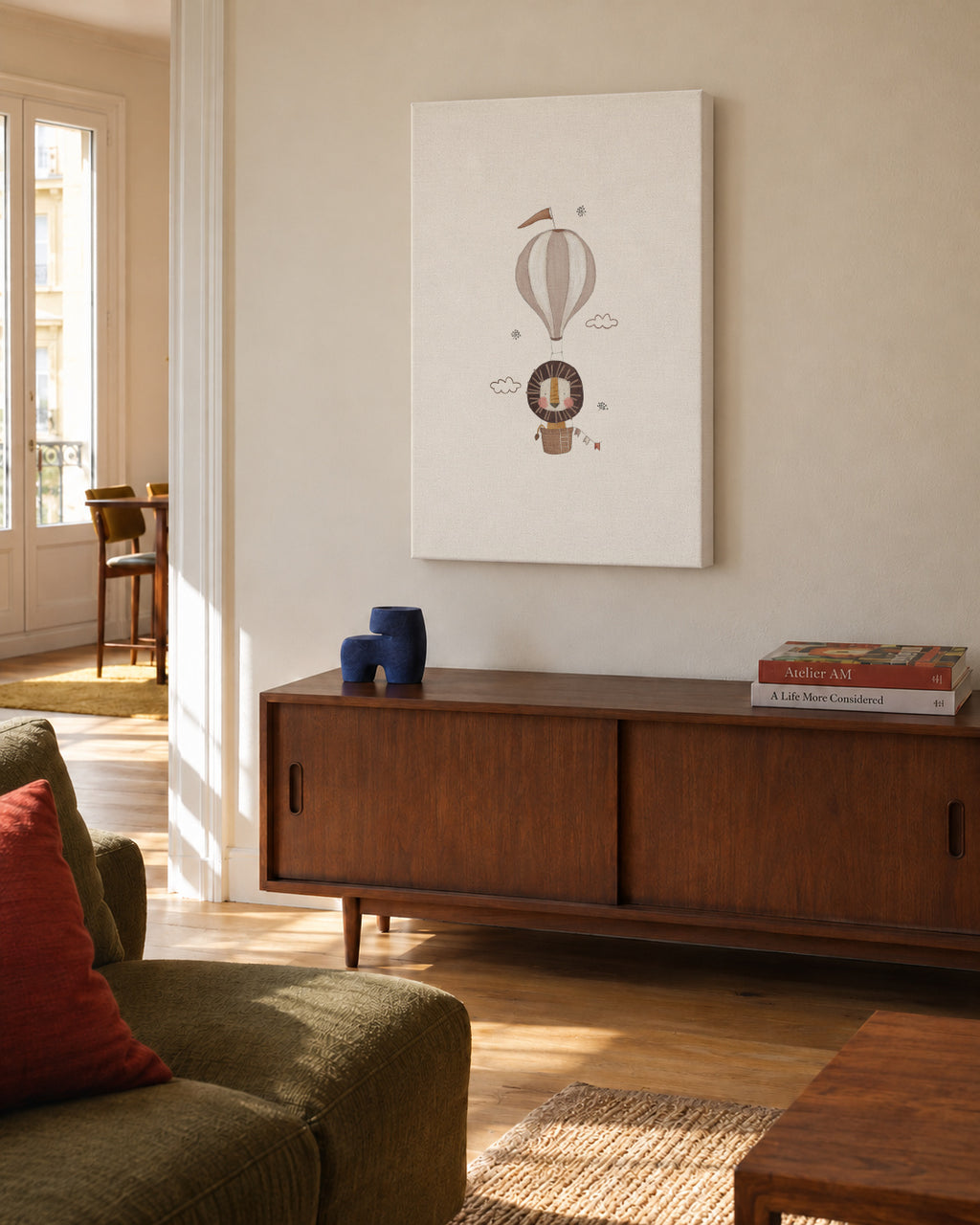 Balloon Lion - Unframed canvas in an interior