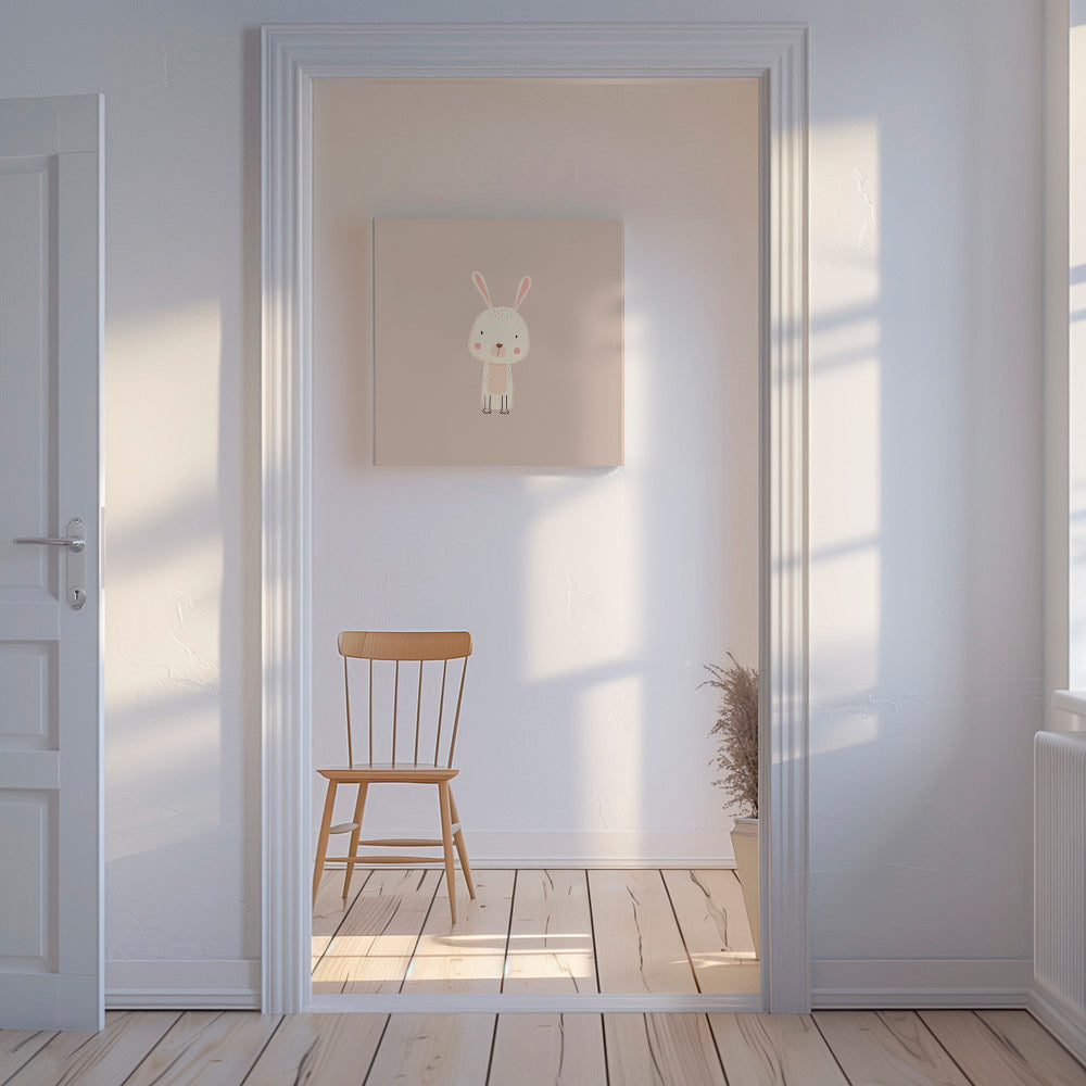 Dětský plakát králík minimal béžové pozadí