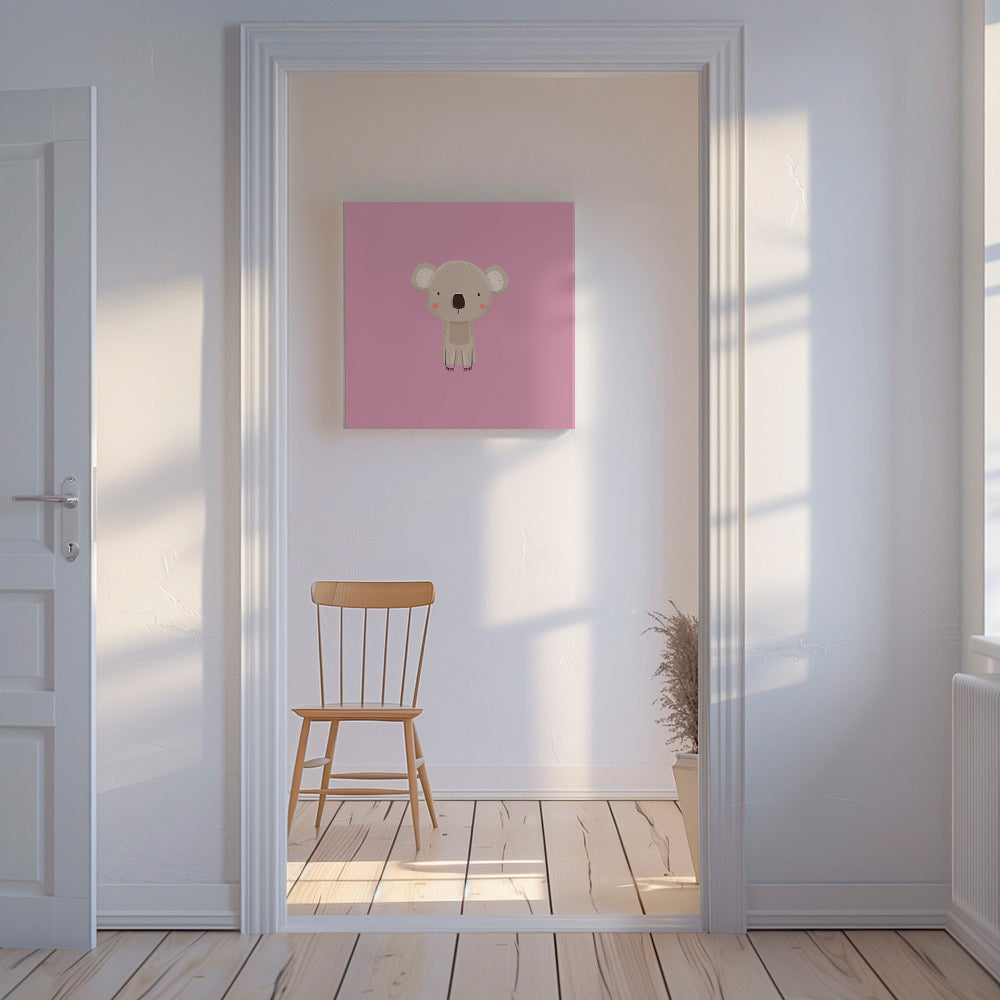 Dětský plakát: minimalistický růžový koala