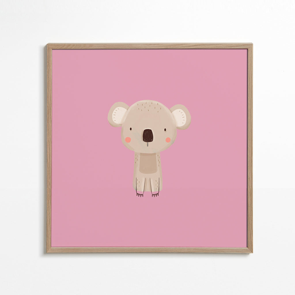 Dětský plakát: minimalistický růžový koala