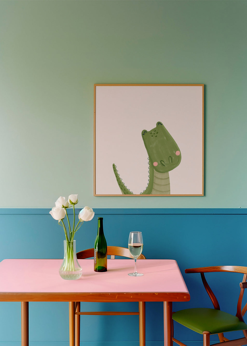 Dětská ilustrace usmívající se krokodýl