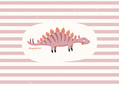 Dětský plakát Stegosaurus na růžových pruzích