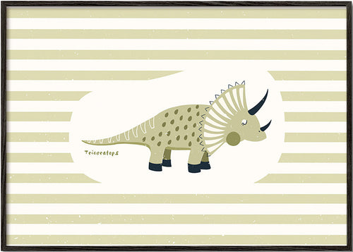 Dětský plakát Triceratops zelený