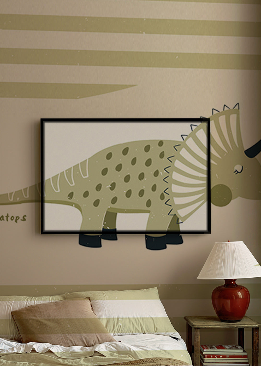 Dětský plakát Triceratops zelený