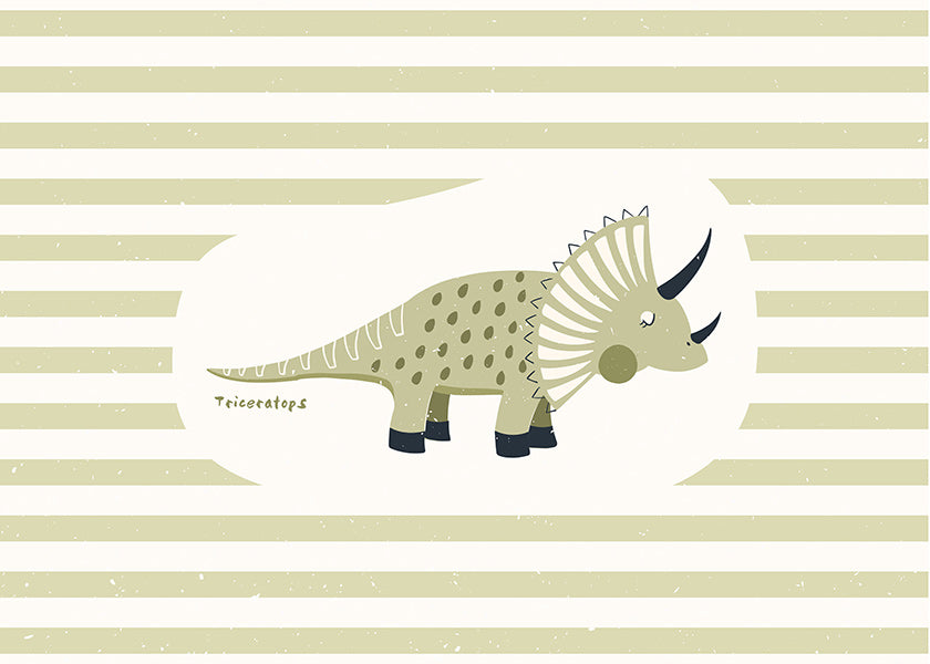Dětský plakát Triceratops zelený