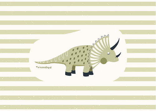 Dětský plakát Triceratops zelený