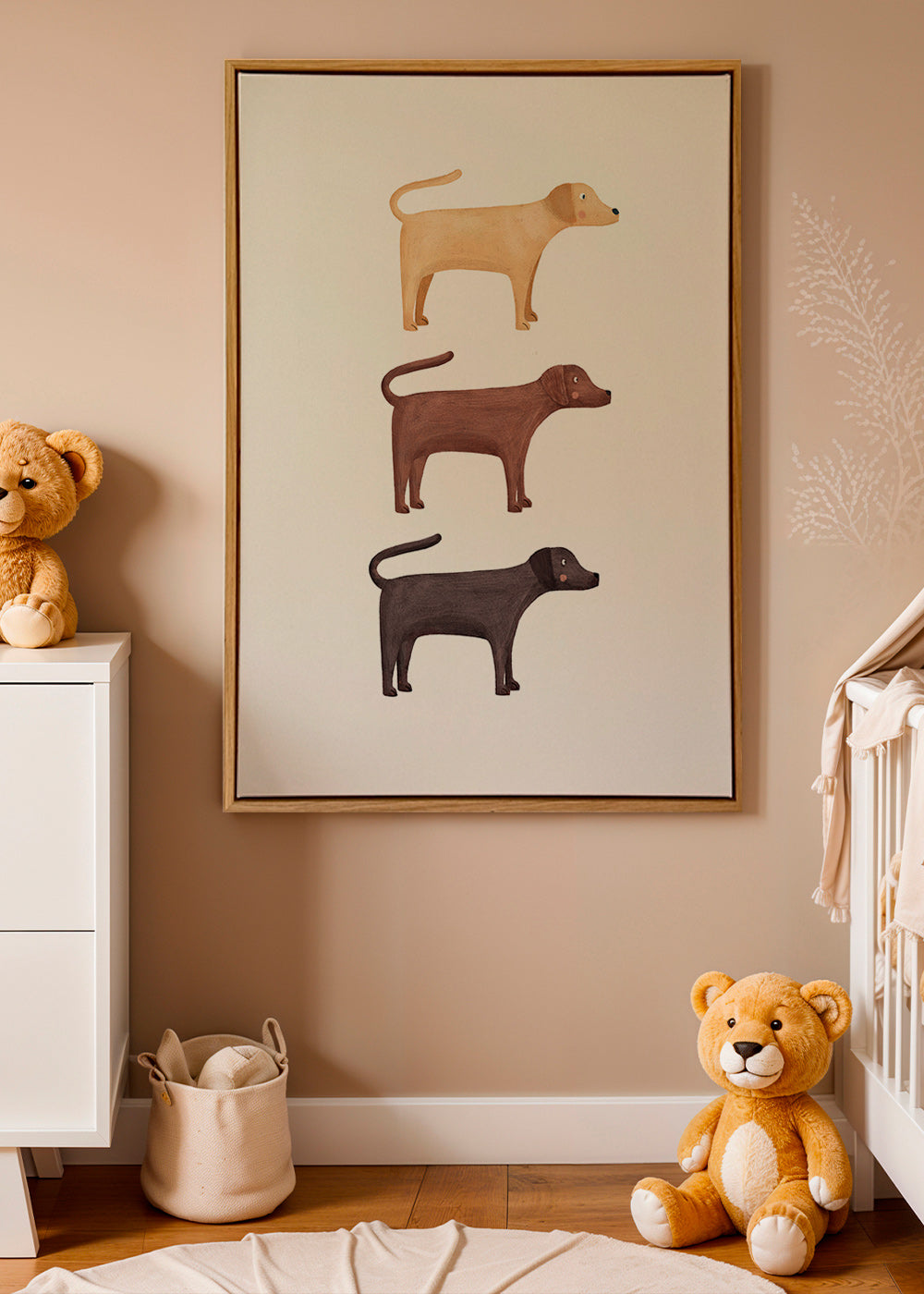 Obraz tři labradoři minimalistický
