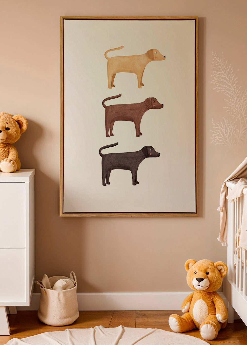 Obraz tři labradoři minimalistický