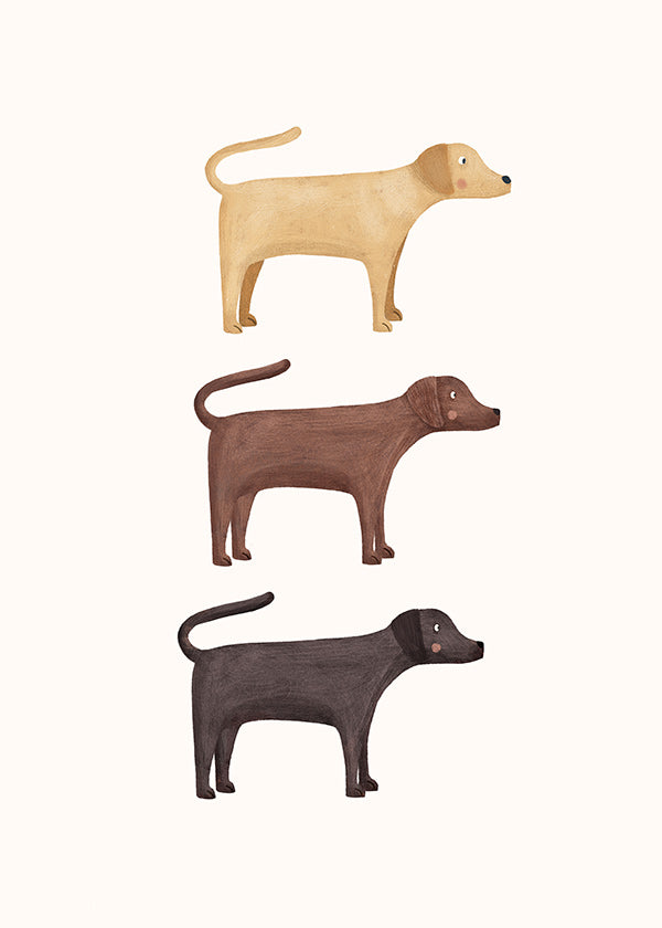 Obraz tři labradoři minimalistický