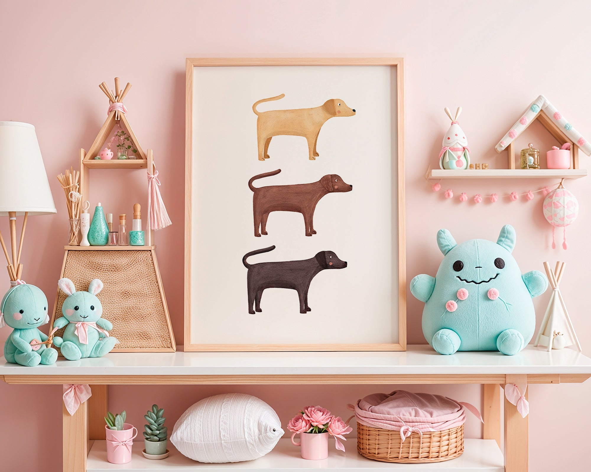 Obraz tři labradoři minimalistický