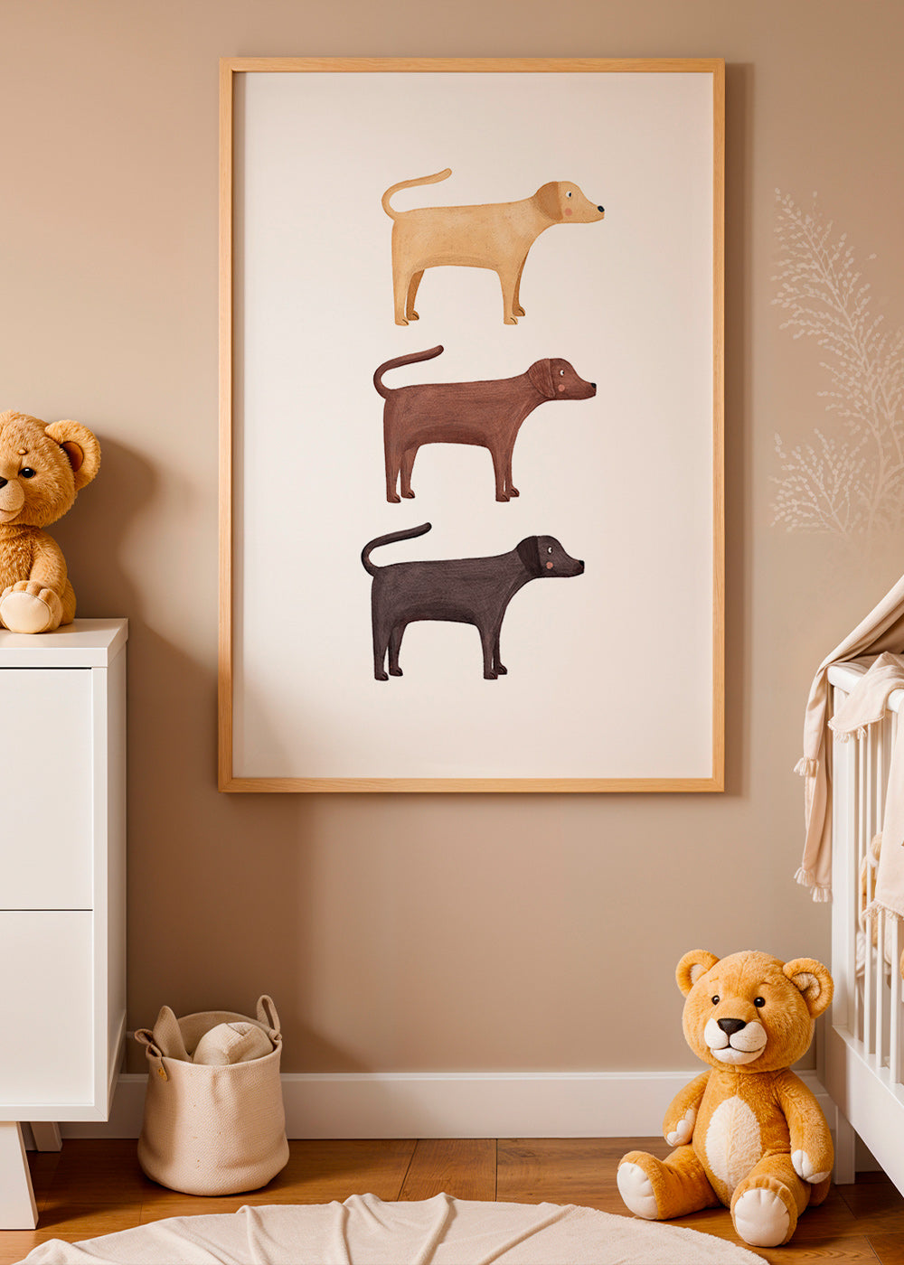 Obraz tři labradoři minimalistický