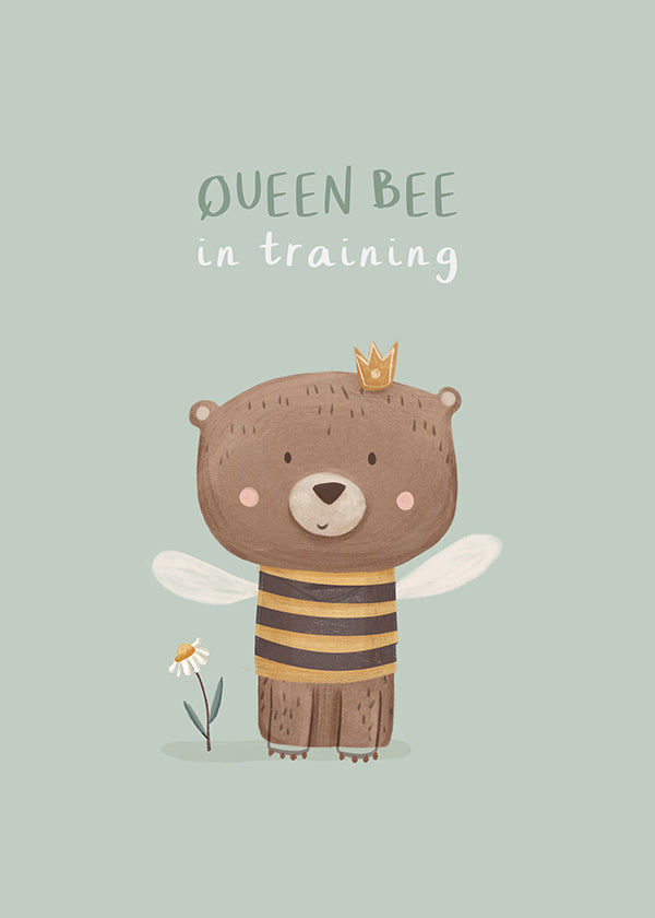 Dětský plakát Medvěd 'Queen Bee' s korunou
