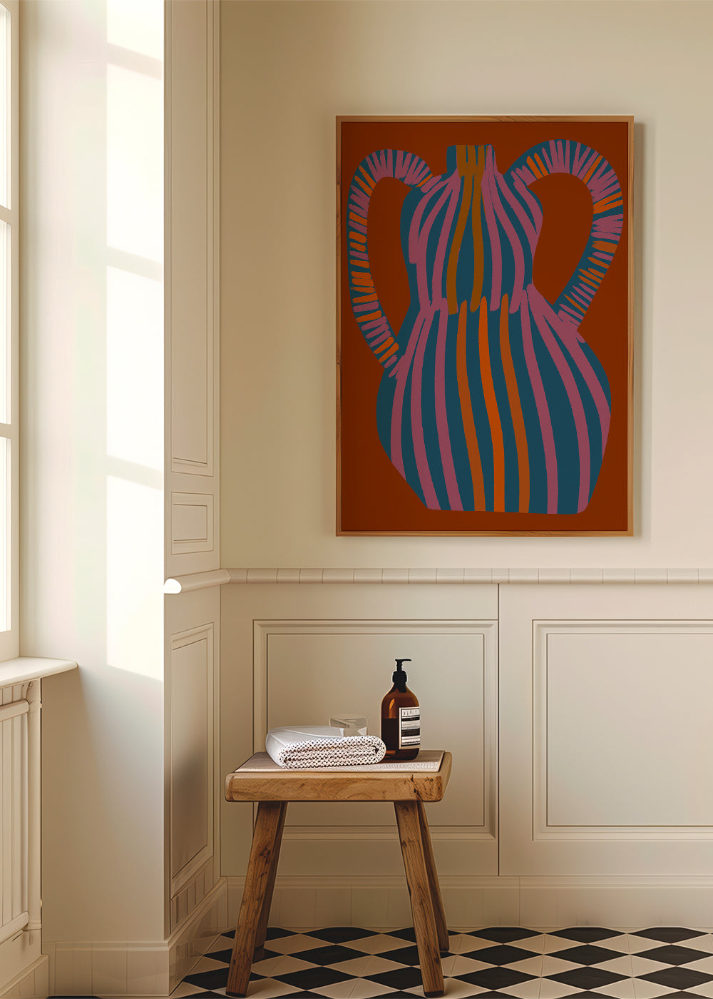 Ilustrace pruhovaného džbánu
