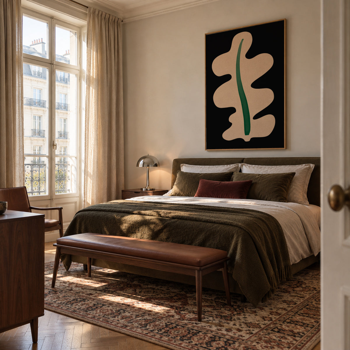 Oak Leaf - Framed canvas in an interior