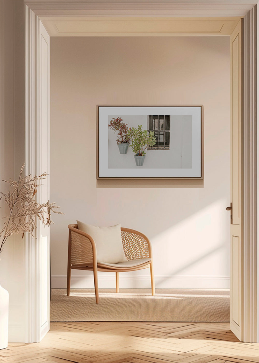 Botanický plakát: květiny u okna