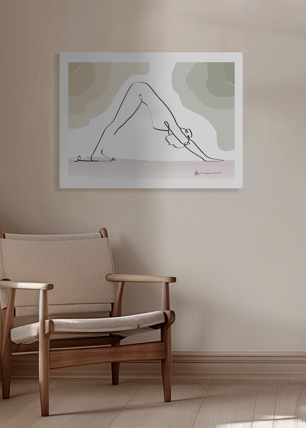 Relaxující design: pes s hlavou dolů v jedné čáře
