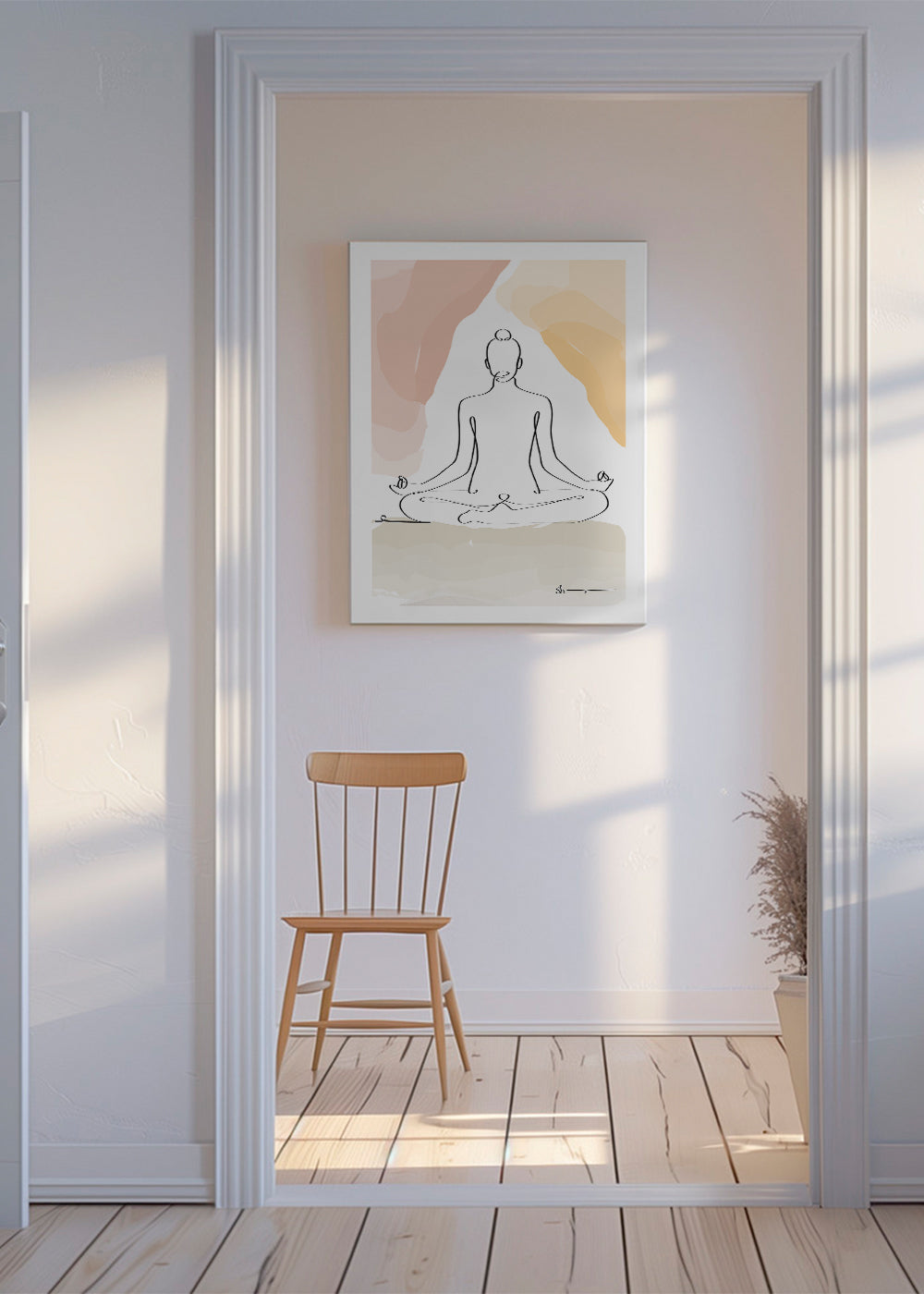 Relaxační liniový design: meditující postava