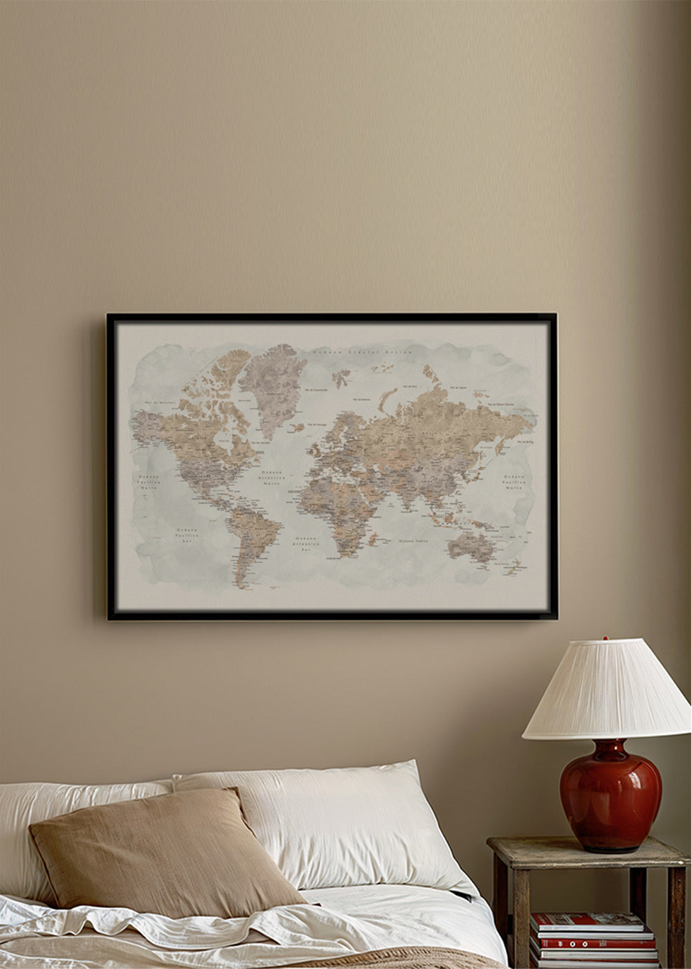 Mapa světa v akvarelu s detaily