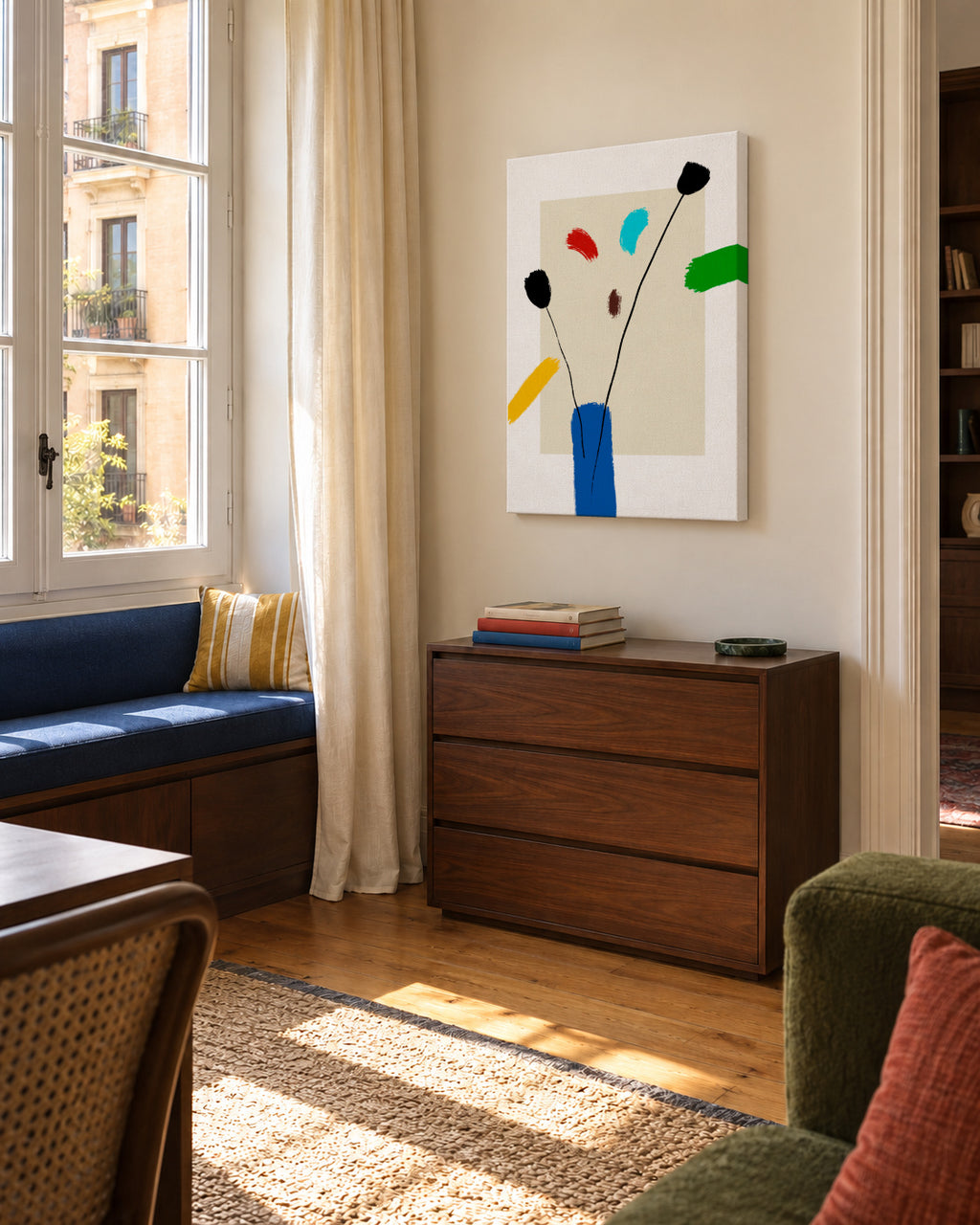 Happy Flowers - Unframed canvas in an interior