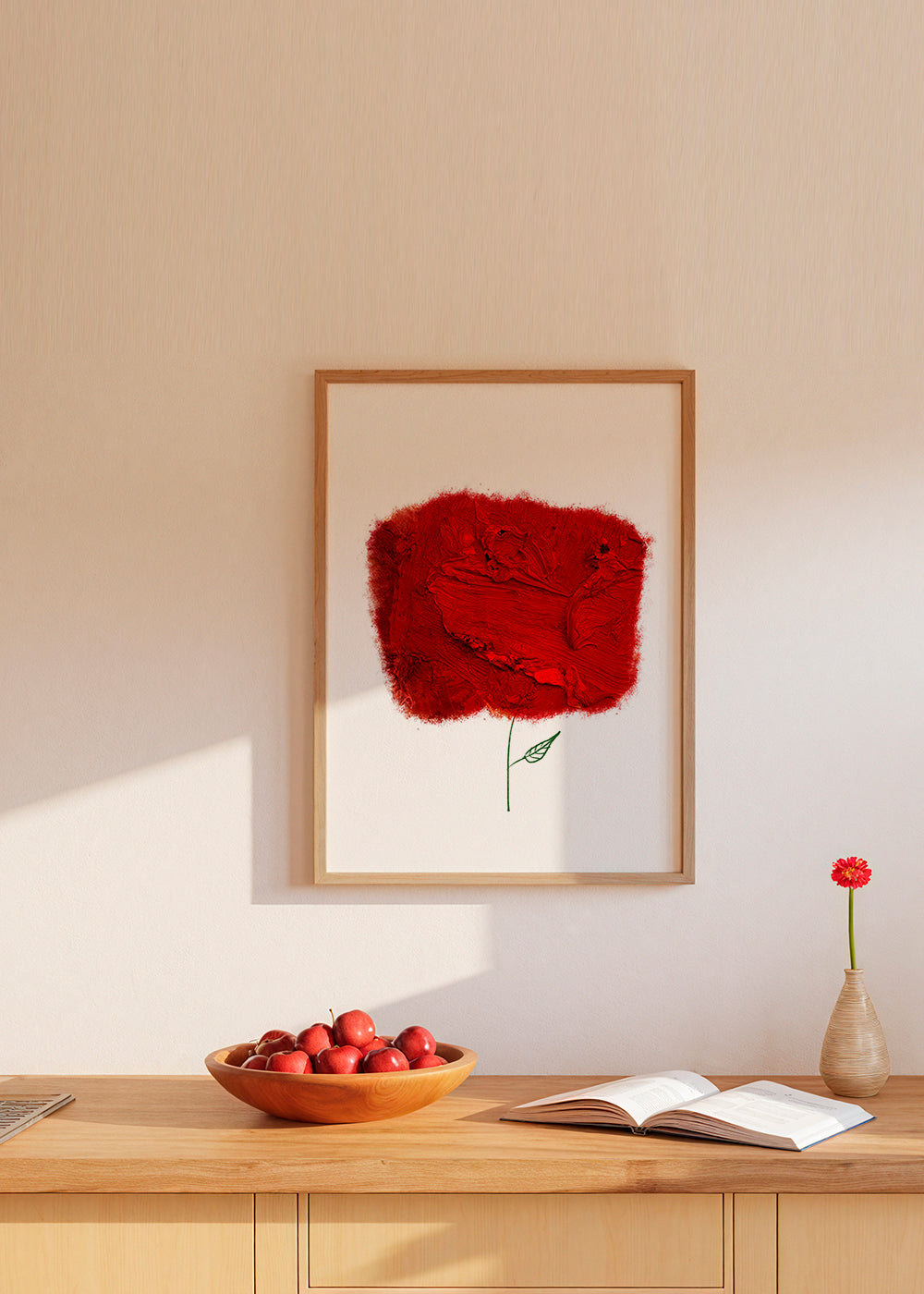 Botanický plakát s červenou texturou