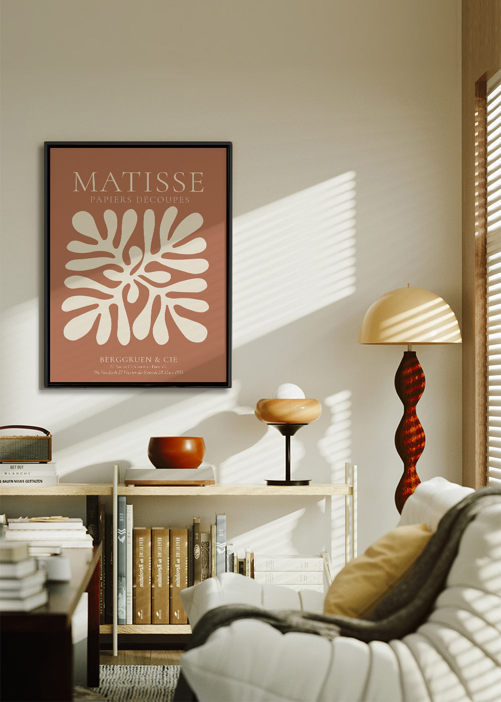 Botanický plakát Matisse: organické výřezy na terakotě