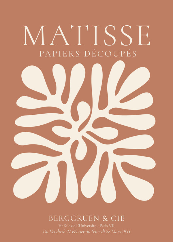 Botanický plakát Matisse: organické výřezy na terakotě