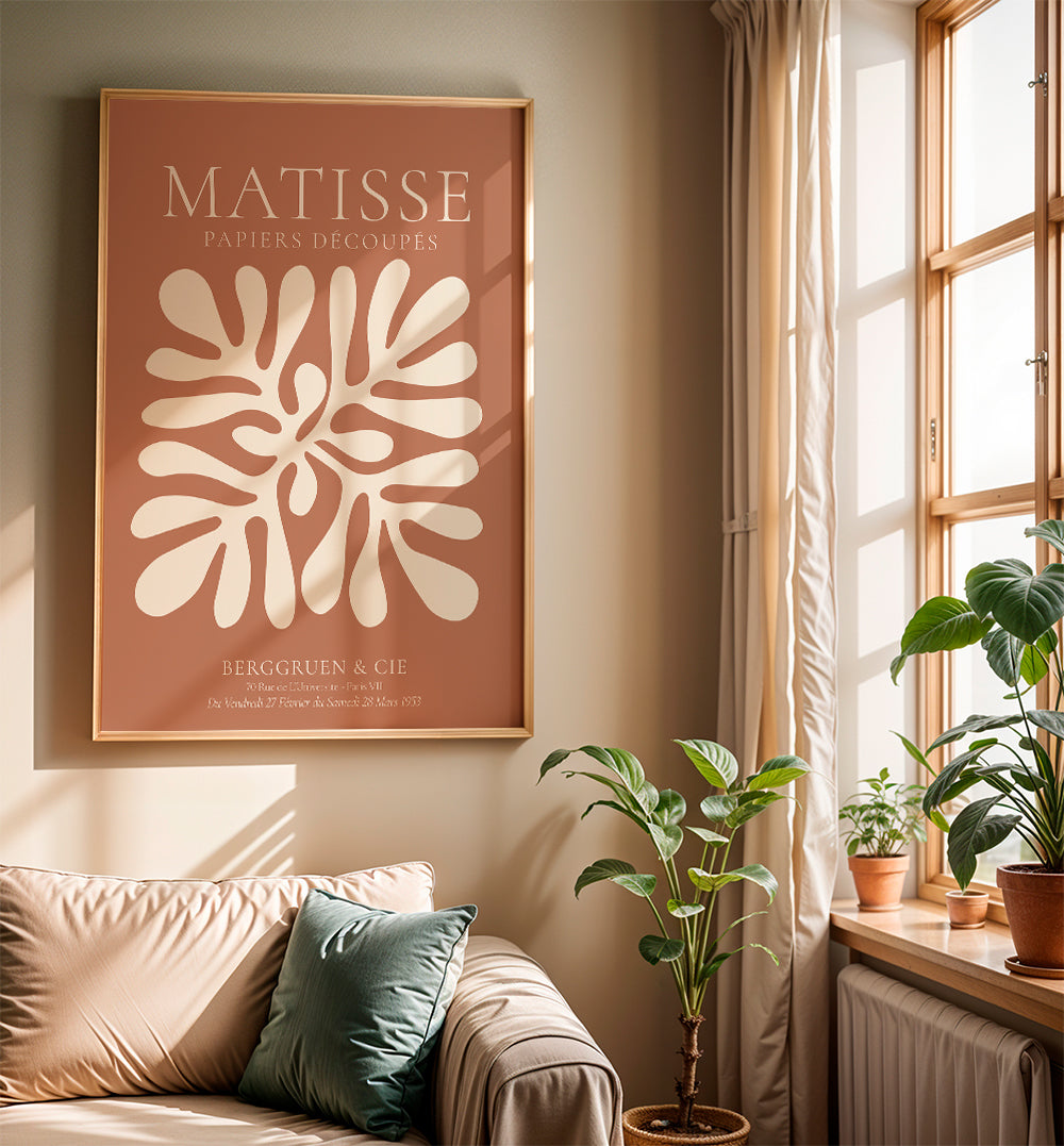 Botanický plakát Matisse: organické výřezy na terakotě