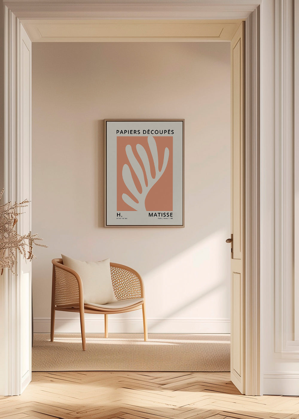 Botanický tisk Matisse rozstřižený papír oranžový