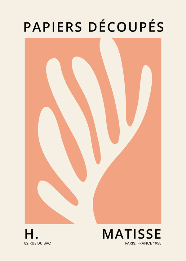 Botanický tisk Matisse rozstřižený papír oranžový