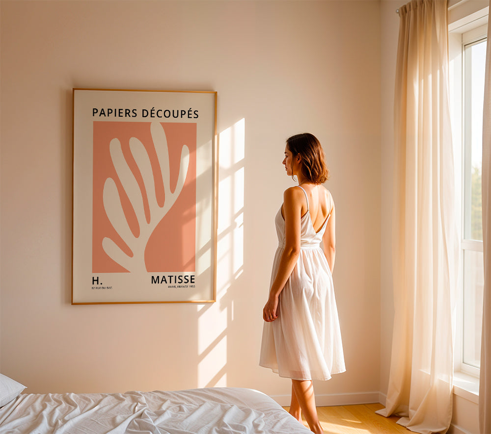 Botanický tisk Matisse rozstřižený papír oranžový