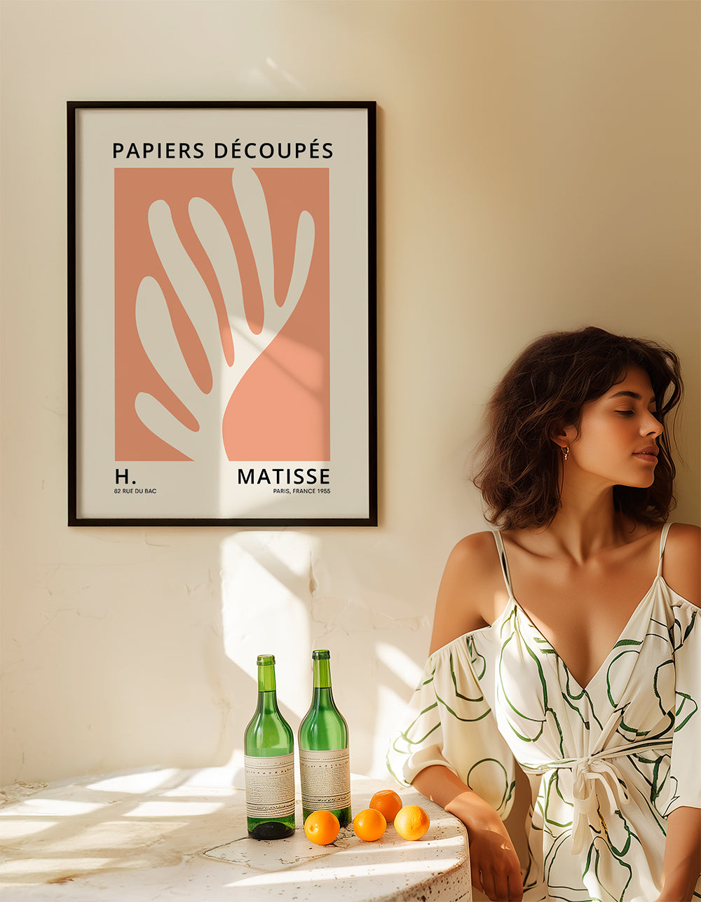 Botanický tisk Matisse rozstřižený papír oranžový