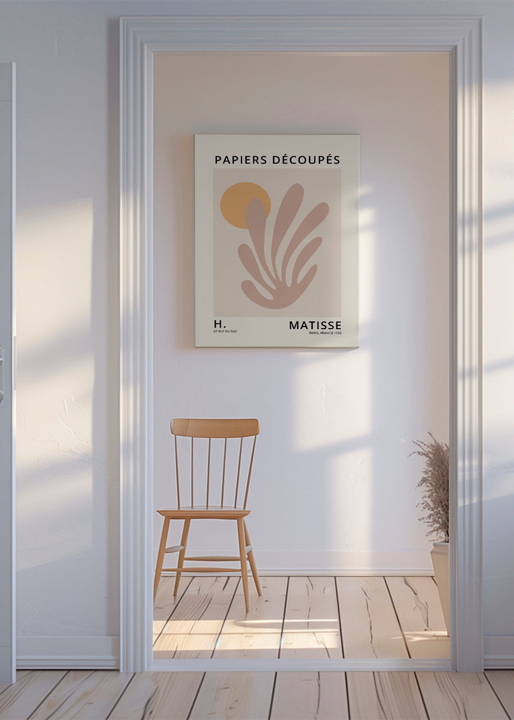 Botanický plakát: růžový výřez s kotoučem slunce