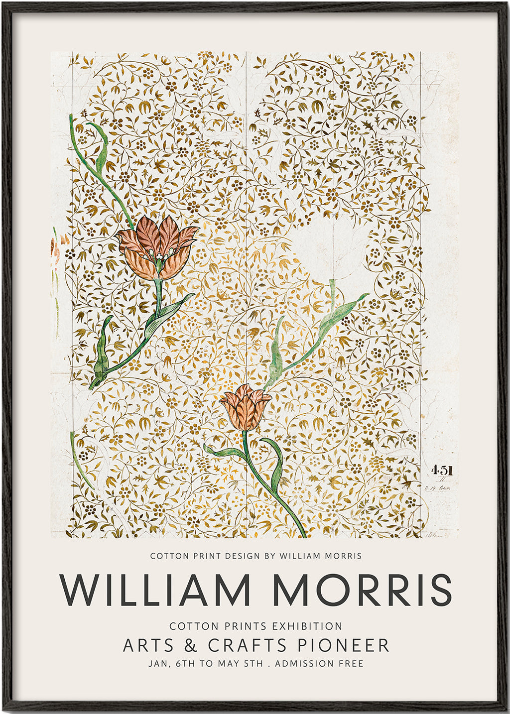 Botanický tisk William Morris květinový vzor