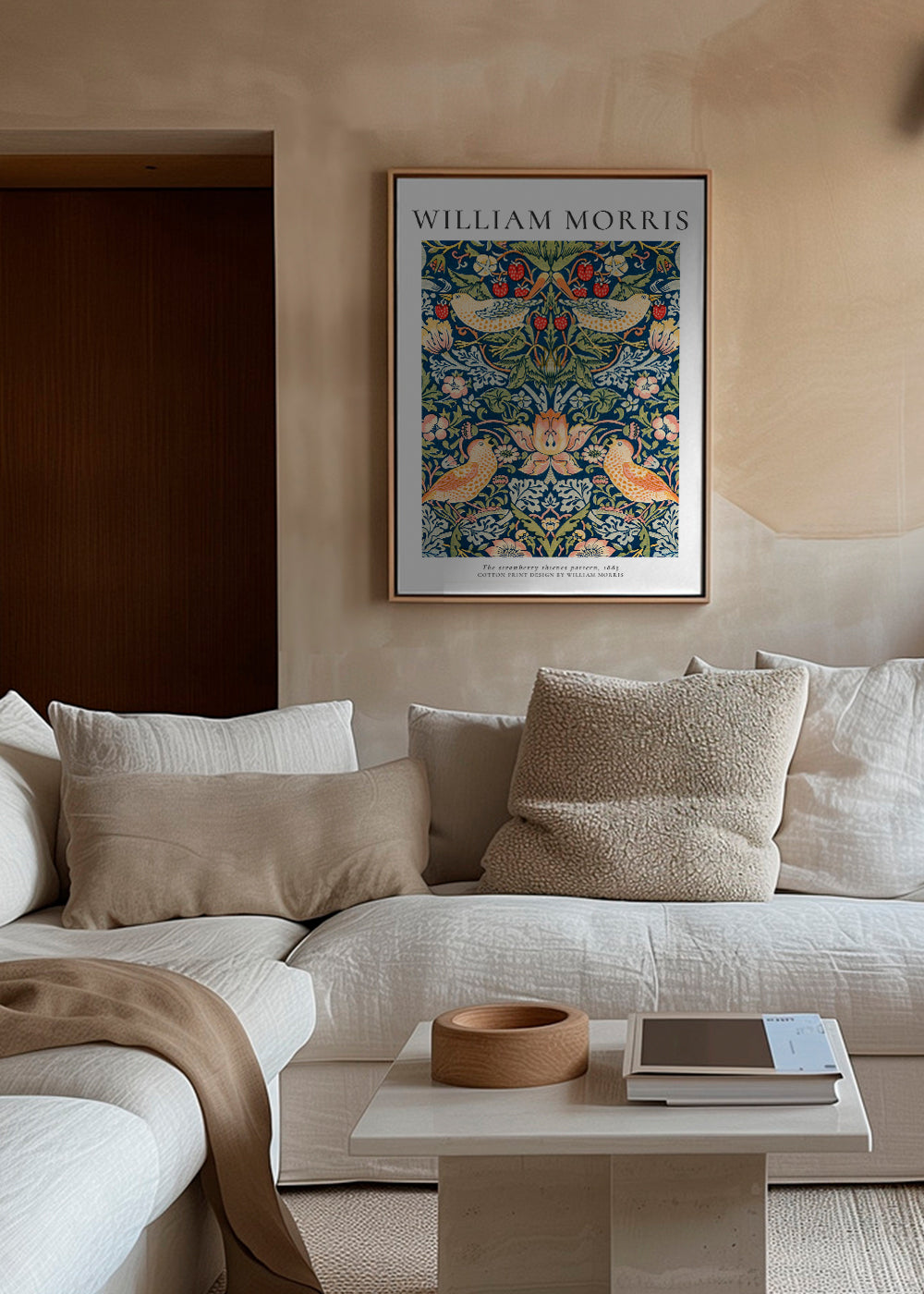 Botanický tisk William Morris ptáci a jahody
