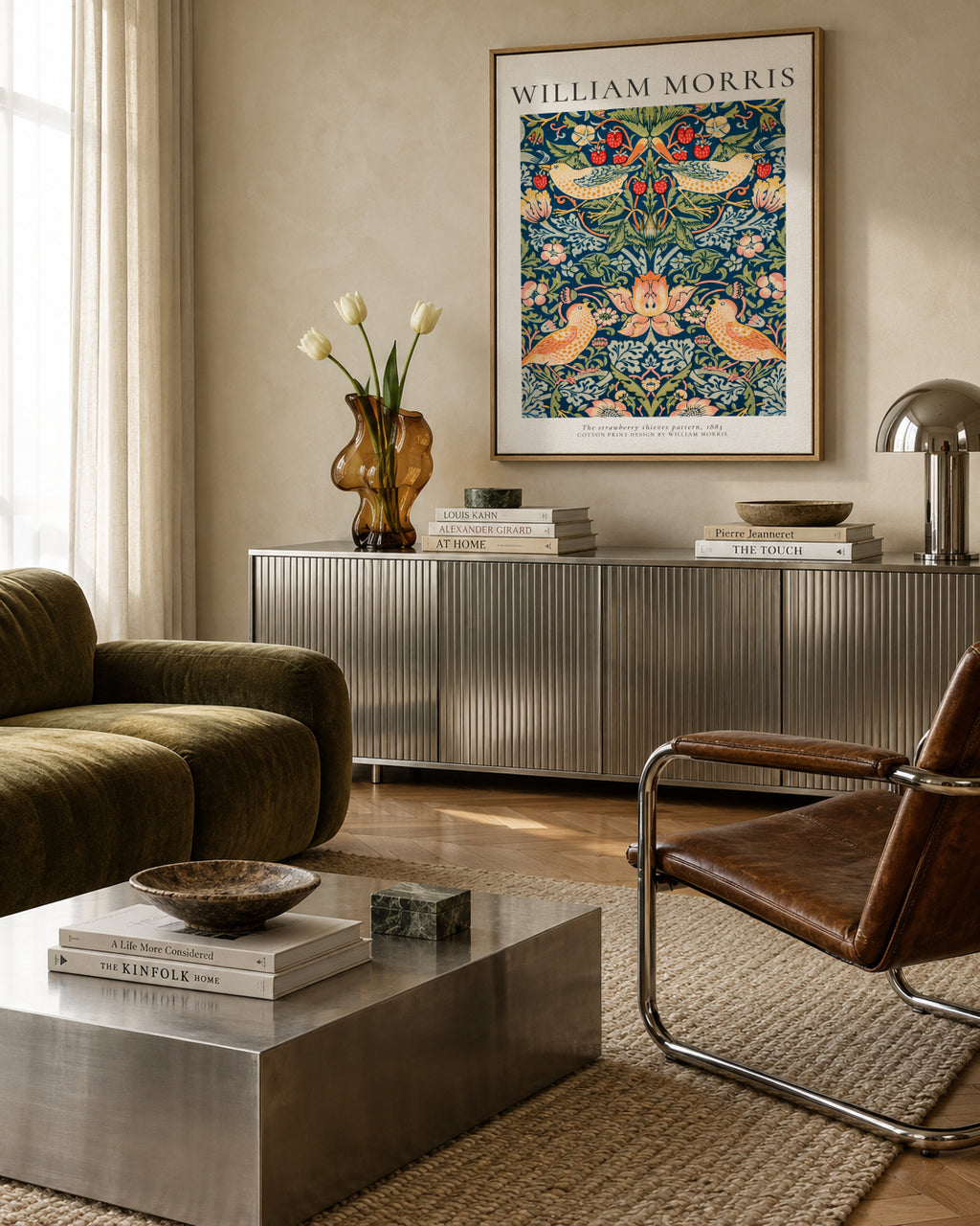 William Morris strawberry thieves - Framed canvas in an interior