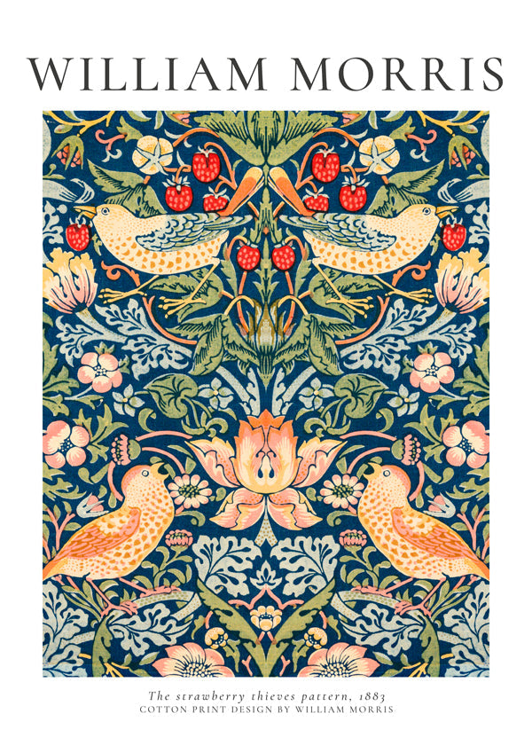 Botanický tisk William Morris ptáci a jahody