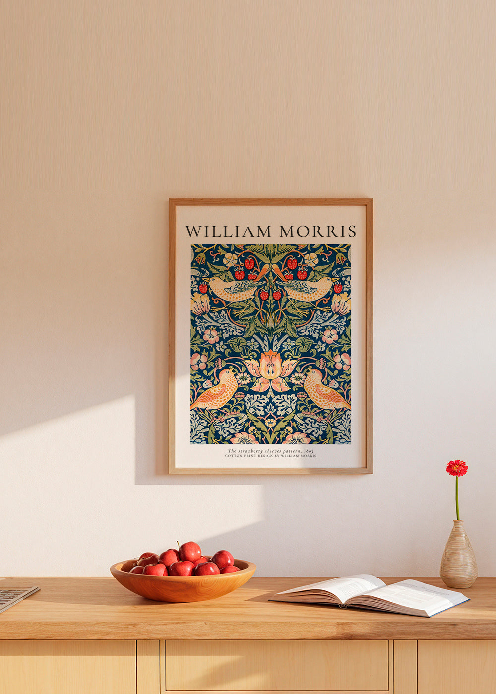 Botanický tisk William Morris ptáci a jahody