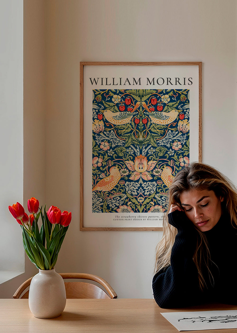 Botanický tisk William Morris ptáci a jahody