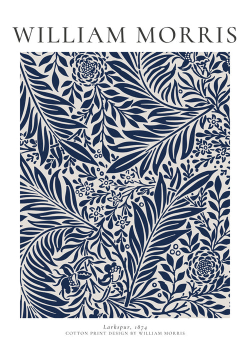 Botanický plakát William Morris Larkspur modrý