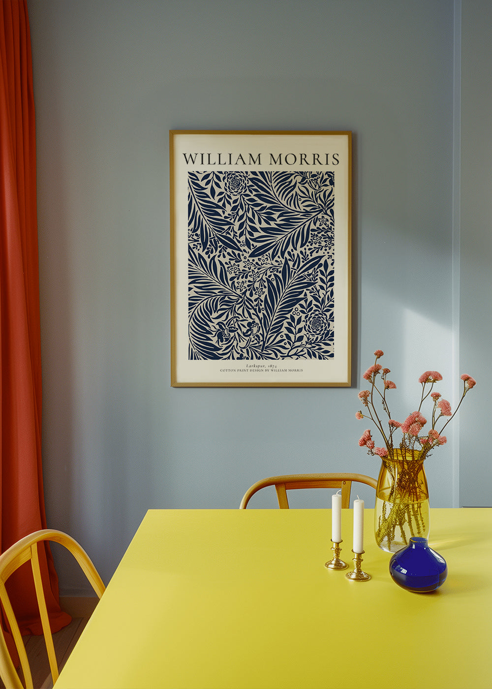 Botanický plakát William Morris Larkspur modrý