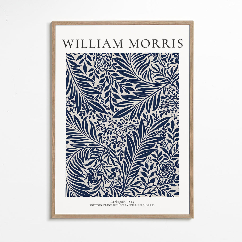 Botanický plakát William Morris Larkspur modrý